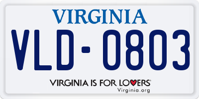 VA license plate VLD0803