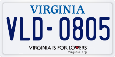 VA license plate VLD0805