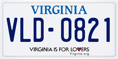 VA license plate VLD0821