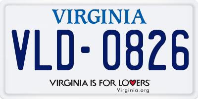 VA license plate VLD0826