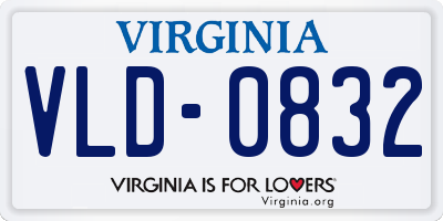 VA license plate VLD0832