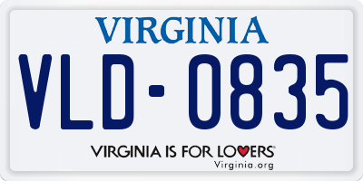 VA license plate VLD0835
