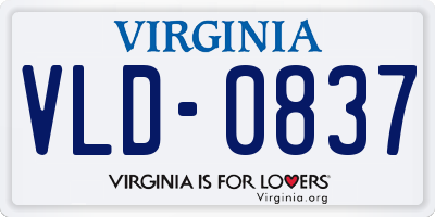 VA license plate VLD0837
