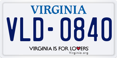 VA license plate VLD0840