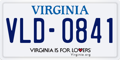 VA license plate VLD0841