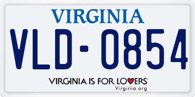 VA license plate VLD0854