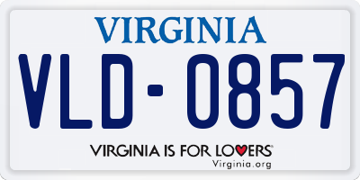 VA license plate VLD0857