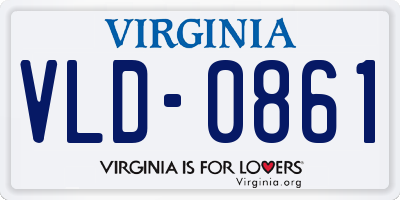VA license plate VLD0861