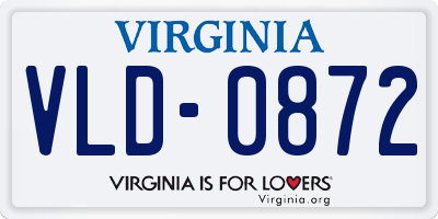 VA license plate VLD0872