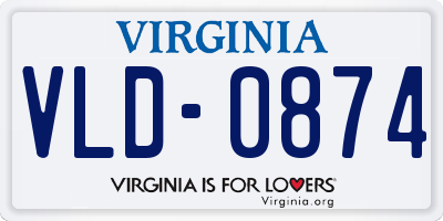 VA license plate VLD0874