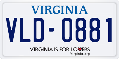 VA license plate VLD0881