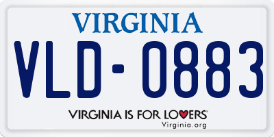 VA license plate VLD0883
