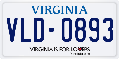 VA license plate VLD0893