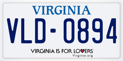 VA license plate VLD0894