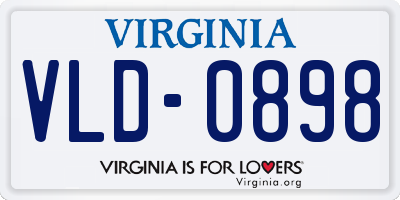 VA license plate VLD0898