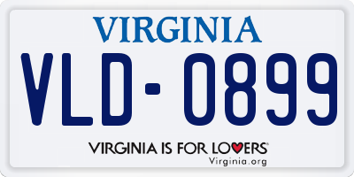 VA license plate VLD0899