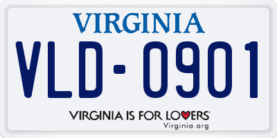 VA license plate VLD0901