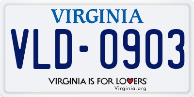 VA license plate VLD0903