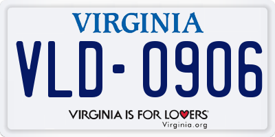 VA license plate VLD0906
