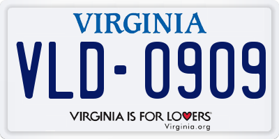 VA license plate VLD0909