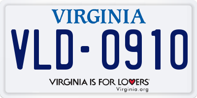 VA license plate VLD0910