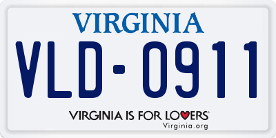 VA license plate VLD0911