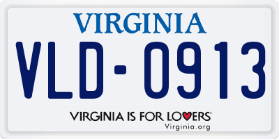 VA license plate VLD0913