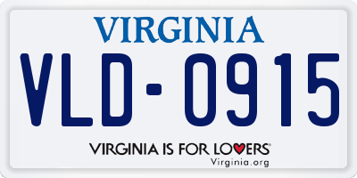 VA license plate VLD0915