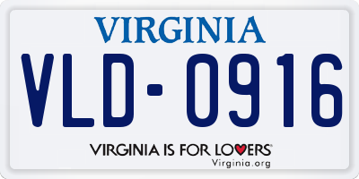 VA license plate VLD0916