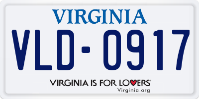 VA license plate VLD0917