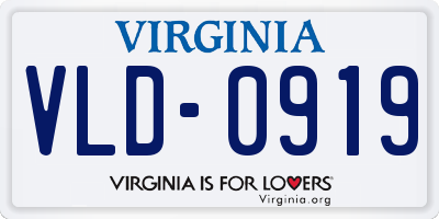 VA license plate VLD0919
