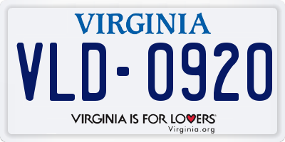 VA license plate VLD0920