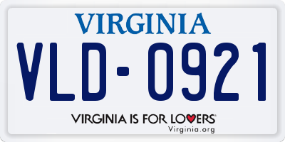VA license plate VLD0921