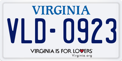VA license plate VLD0923