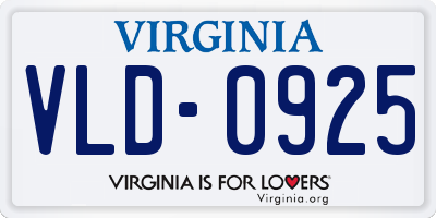 VA license plate VLD0925