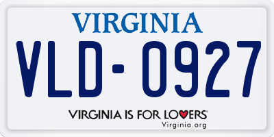 VA license plate VLD0927