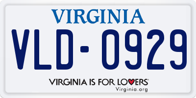 VA license plate VLD0929