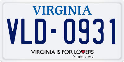 VA license plate VLD0931