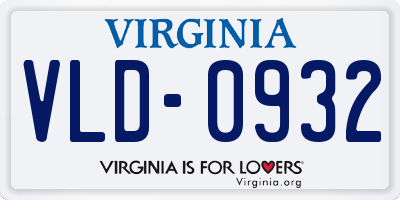 VA license plate VLD0932