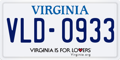 VA license plate VLD0933