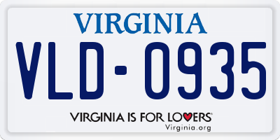 VA license plate VLD0935