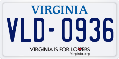 VA license plate VLD0936