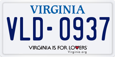VA license plate VLD0937