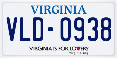 VA license plate VLD0938