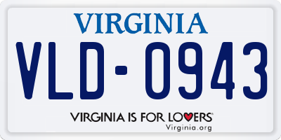 VA license plate VLD0943