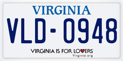 VA license plate VLD0948