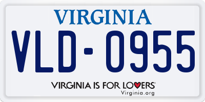 VA license plate VLD0955