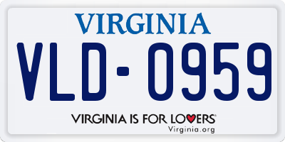 VA license plate VLD0959