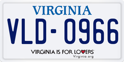 VA license plate VLD0966