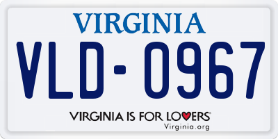 VA license plate VLD0967
